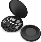 All in One 60W USB Fast Charging Travel Data Cable Set Type C, Lightening and Micro USB Port Inbuilt Mobile Stand _1