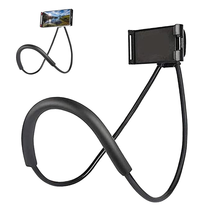 Sounce Lazy Neck Phone Holder Neck Hanging Mobile Cell Phone Stand 360 Rotating Flexible Long Arms Stand Clip Holder_1