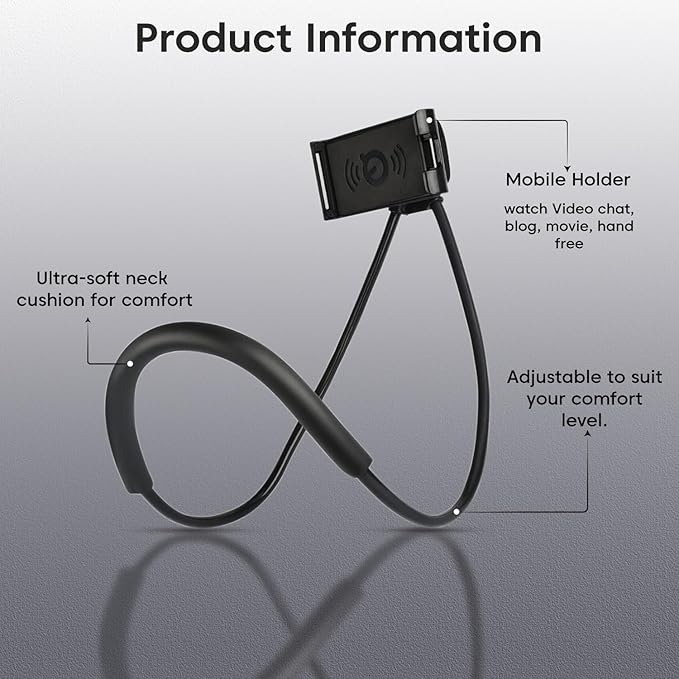 Sounce Lazy Neck Phone Holder Neck Hanging Mobile Cell Phone Stand 360 Rotating Flexible Long Arms Stand Clip Holder_3