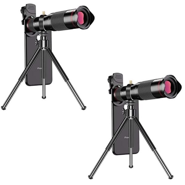 Combo Pack of 2 Items - Universal 4K HD 48X Zoom Mobile Phone Monocular Telescope Lens Astronomical Zoom Lens extendable Tripod for All Smartphones(12 Years Warranty)