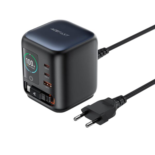 INICIO 100W 4 Port USB-C Desktop Charger, Retractable 100W Cable, 2 Type C + USB A Fast Charging Station