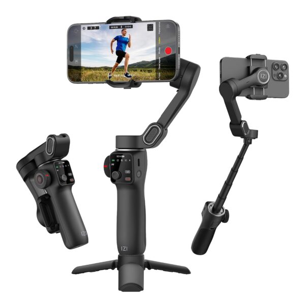IZI GO-X PRO 3-Axis Smartphone Gimbal with Built-in Extension Rod, AI face Tracking, OLED Display